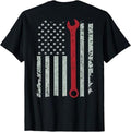 Funny Auto Mechanic T-Shirt, American Flag Mechanic Wrench Shirt