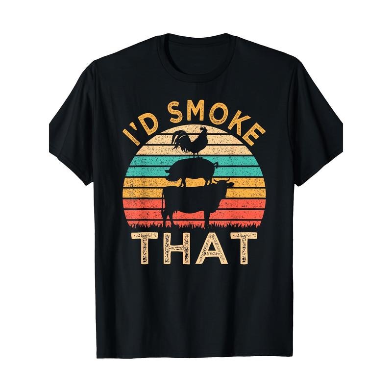 Funny BBQ I'D Smoke That Barbecue Retro Grilling 100%Cotton 220g Made Usa T-Shirts, Hoodie, Sweatshirt