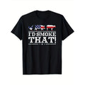 Funny BBQ Shirt I'd Smoke That Meat Pitmaster Grill T-shirt Comfortable, Casual Short Sleeve, Daily Wear, All Season,...