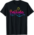 Funny Bar Shirts, Bartender Beach Tropical Script Lettering Bar Restaurant T-Shirt Menswear Top