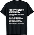Funny Bar Shirts, Bartender Definition Barkeeper Bar Funny Bartender T-Shirt Menswear Top