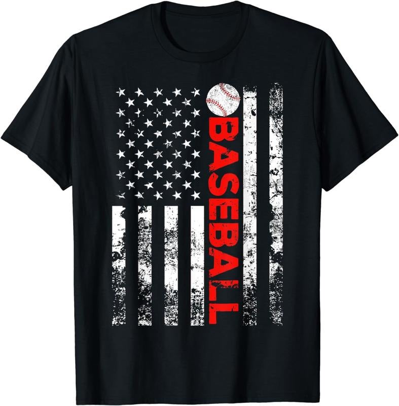 Funny Baseball Shirt, American Flag Baseball Team Gift T-Shirt Casual Menswear Casual Menswear Hoodie, Sweatshirt