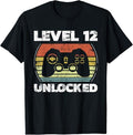Funny Birthday Shirts, Level 12 Unlocked Funny Video Gamer 12th Birthday T-Shirt