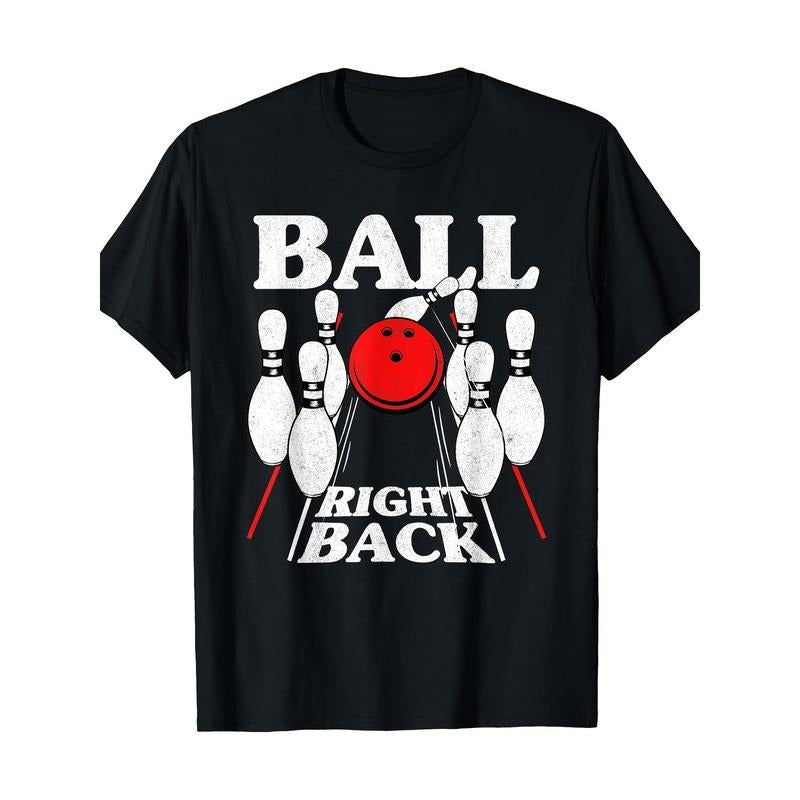 Funny Bowling Ball Graphic Tee for Men - 100% Cotton, Short Sleeve, Crew Neck