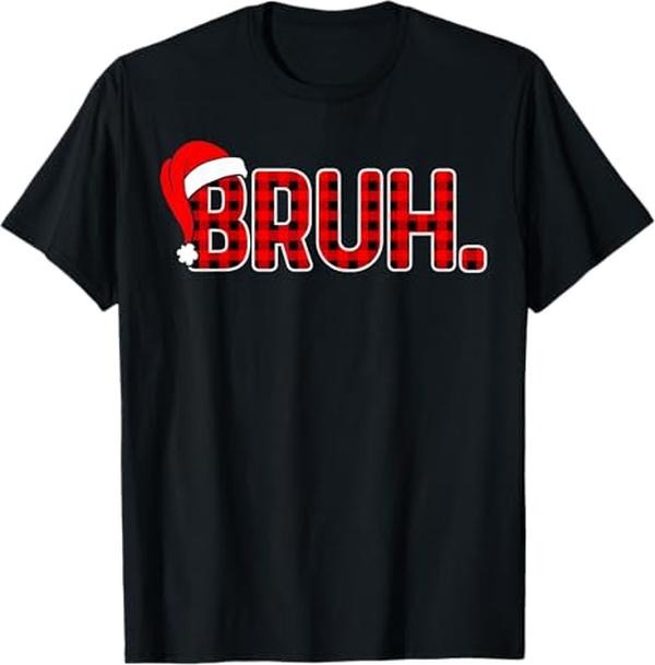 Funny Bruh Shirt, Bruh Funny Christmas Plaid Xmas Pajamas T-Shirt - Menswear Top Hoodie, Sweatshirt | GrindPrints.com