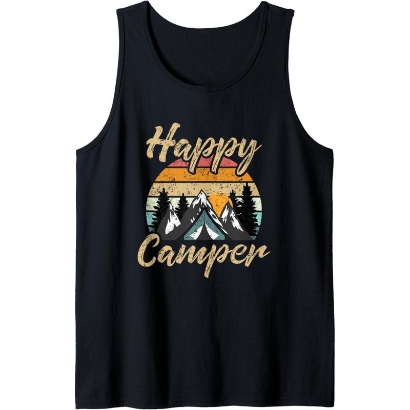 Funny Camping Hiking Lover Present Happy Camper Gift Tank Top Made in USA T-Shirts, Hoodie, Sweatshirt | GrindPrints.com