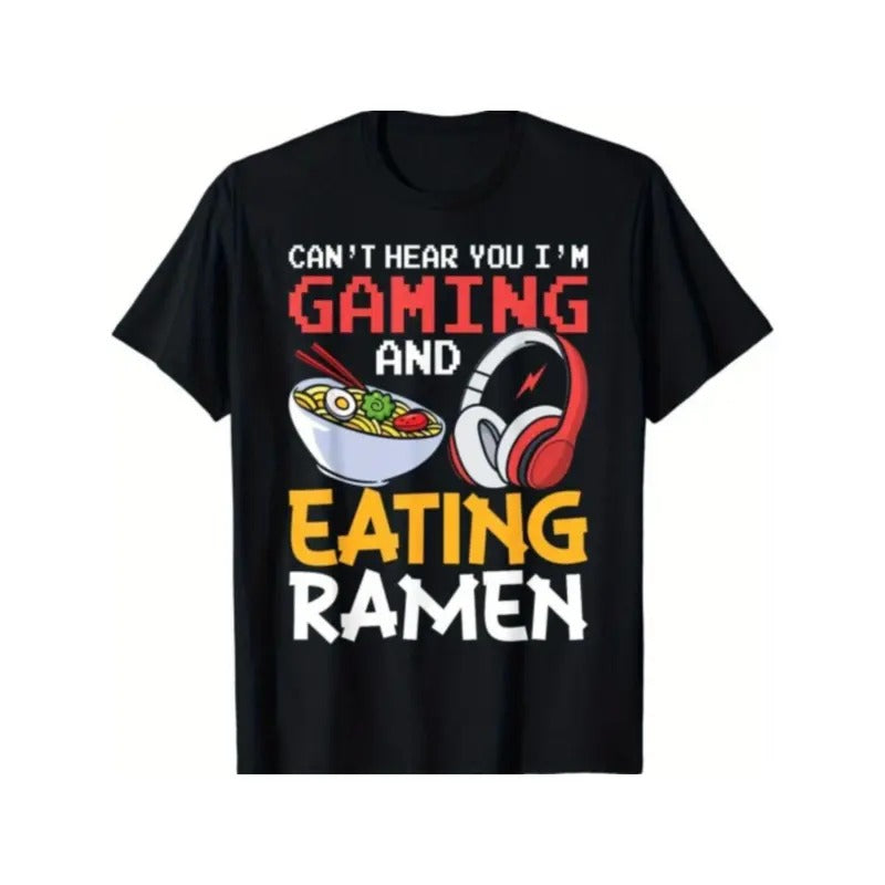 Funny Can't Hear You I'm Gaming And Eating Ramen Gamer Gift Unisex T-Shirt Made in USA Hoodie, Sweatshirt | GrindPrints.com
