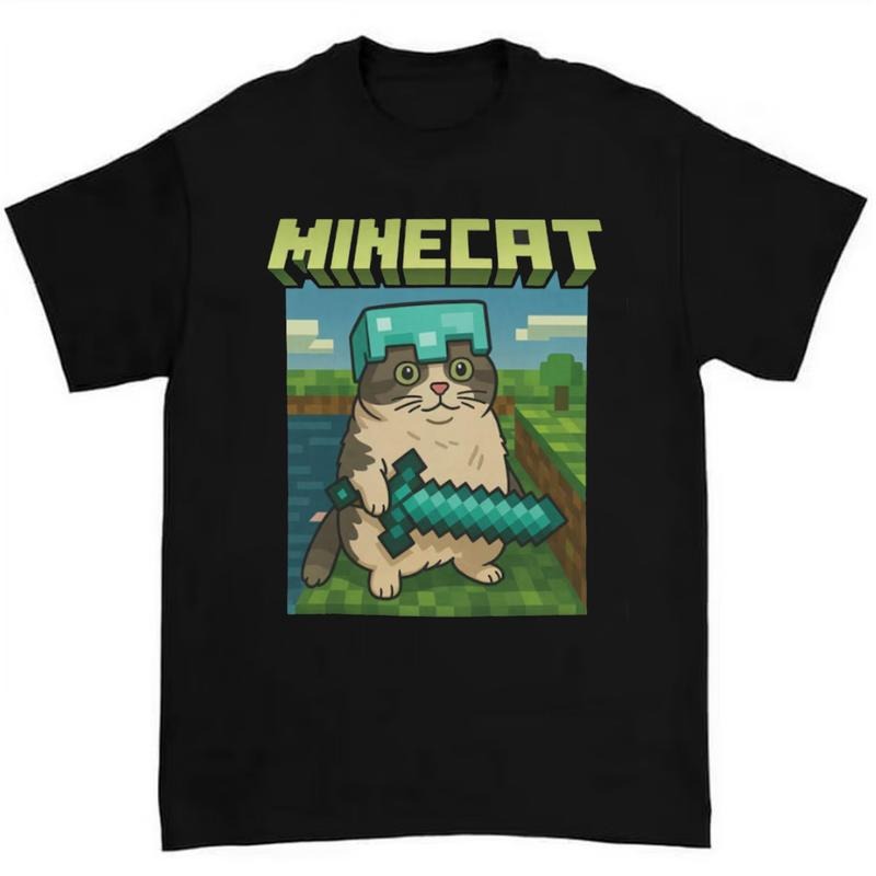 Funny Cat Acid Washed Tee Featuring Minecat Diamond Warrior and Bold Gamer Meme Design Hoodie, Sweatshirt | GrindPrints.com