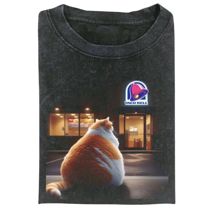 Funny Cat Fat Tacobell Vintage Funny Meme Cat Lover T-Shirts, Hoodie, Sweatshirt