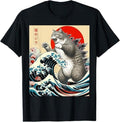 Funny Cat Shirts, Catzilla Cat Japanese Art Funny Cat Gifts For Men Women T-Shirt
