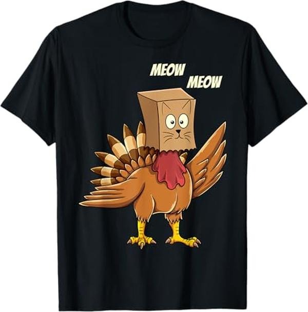Funny Cat Shirts Thanksgiving Turkey Cat Meow Funny Thanksgiving Menswear Top T-Shirts, Hoodie, Sweatshirt