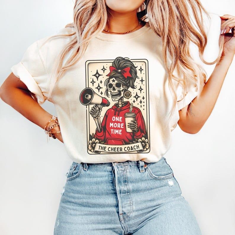 Funny Cheer Coach Shirt, Cheerleading Coach Tarot Card T-Shirt, Cheerleader Halloween Tshirt, Gift for Cheerleading Coach...