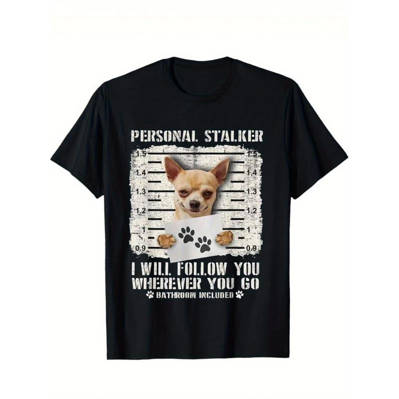 Funny Chihuahua Graphic Tee Trendy Cotton Tops Short Sleeve, Street Style Short Sleeve Tee, Comfort Tee, Casual Summer...
