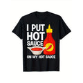 Funny Chili Print, Men's Cotton T-shirt, Graphic Tee Men's Outdoor Clothes, Men's Clothing, Casual Short Sleeve Crew Neck...