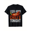 Funny Chili Print, Men's Cotton T-shirt, Graphic Tee Men's Outdoor Clothes, Men's Clothing, Casual Short Sleeve Crew Neck...