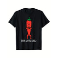 Funny Chili Print, Men's Cotton T-shirt, Graphic Tee Men's Outdoor Clothes, Men's Clothing, Casual Short Sleeve Crew Neck...