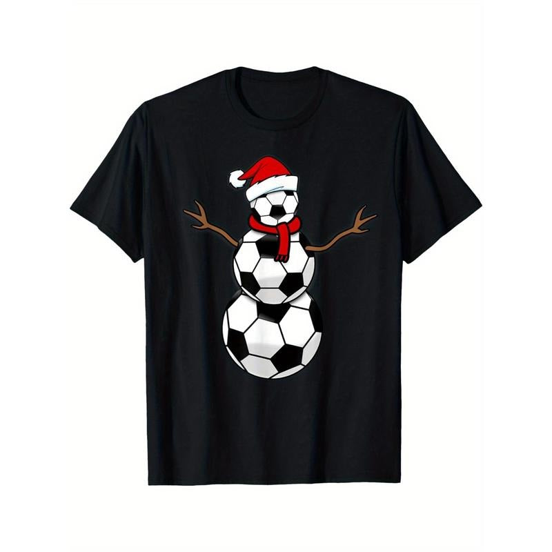 Funny Christmas Football Santa Claus Snowman Men's T-Shirt T-Shirt made in usa Hoodie, Sweatshirt | GrindPrints.com