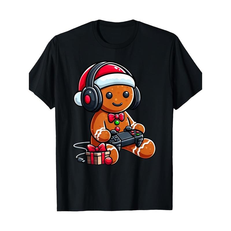 Funny Christmas Gamer Gingerbread Xmas Gaming Men 220g 100% Cotton T-Shirt made in usa Hoodie, Sweatshirt | GrindPrints.com