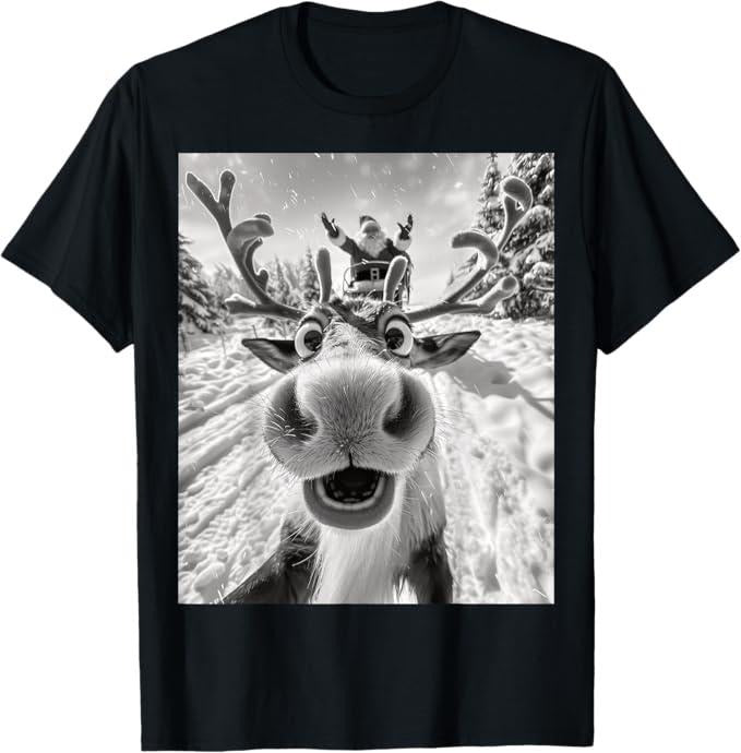 Funny Christmas Shirt, Christmas Gift, Funny Reindeer Selfie Christmas T-Shirt