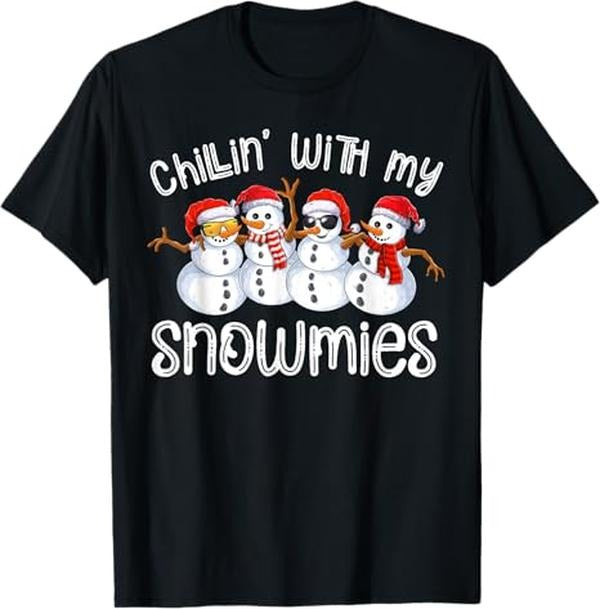 Funny Shirts Snowman Chillin My Snowmies Ugly Menswear Top T-Shirts, Hoodie, Sweatshirt