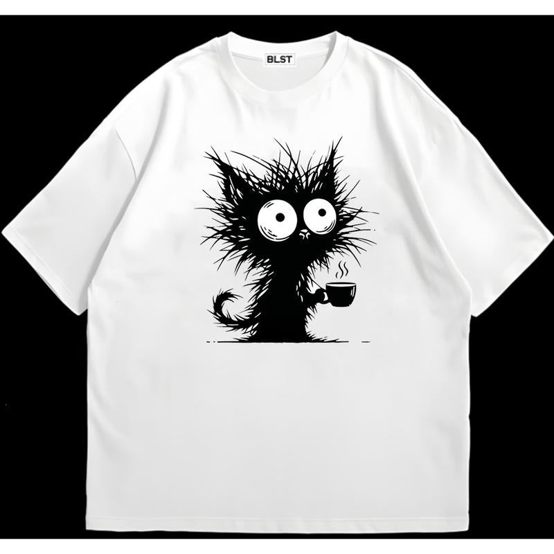 Funny Coffee Cats T-Shirt Trendy Fit Weekend Vibes Only Pair with Anything Hoodie, Sweatshirt | GrindPrints.com