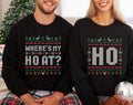 Funny Couple Ugly Christmas Sweatshirt, Where's My Ho At Ugly Sweater, Ho Sweater, Humorous Couples Apparel , Long Sleeve...