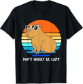 Funny Cute Capybara Shirts, Retro Rodent Funny Capybara Don't Be Worry Be Capy T-Shirt Menswear Top Casual Classic...