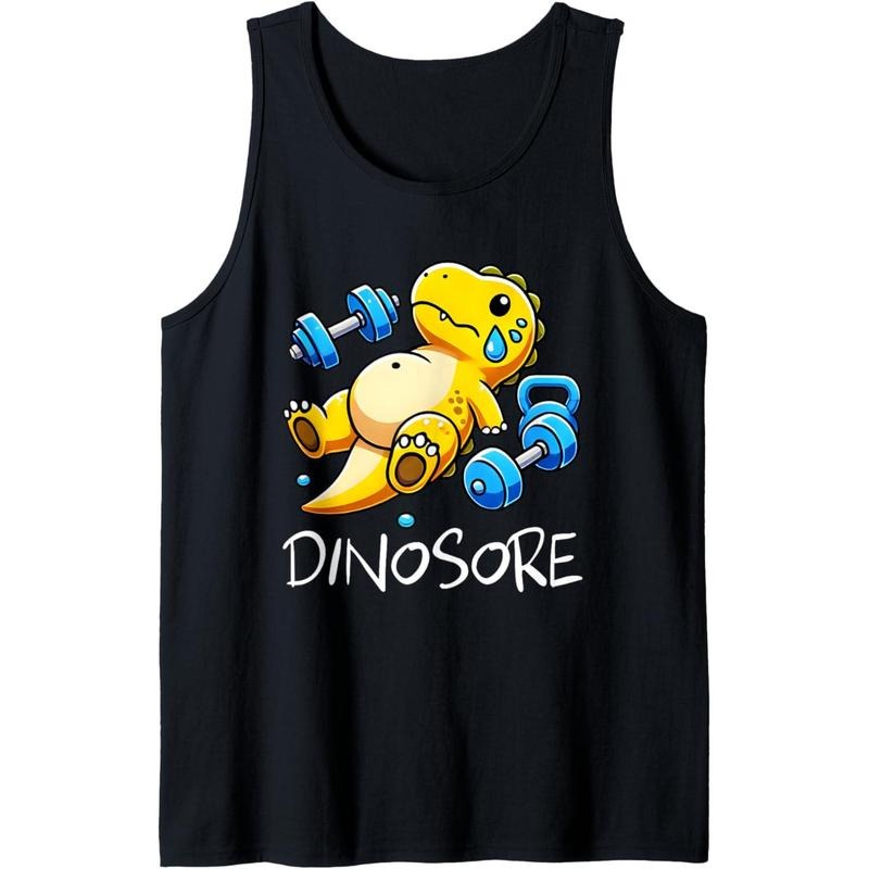 Funny Cute Dinosaur Workout Gym Fitness Weightlifting Gift Tank Top Made in USA T-Shirts, Hoodie, Sweatshirt