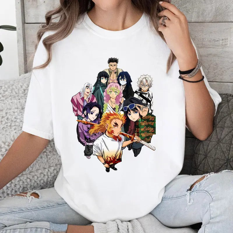 Funny DM Hashira Characters Shirt Crewneck Hoodie Comfort Cotton Sweatshirt | GrindPrints.com