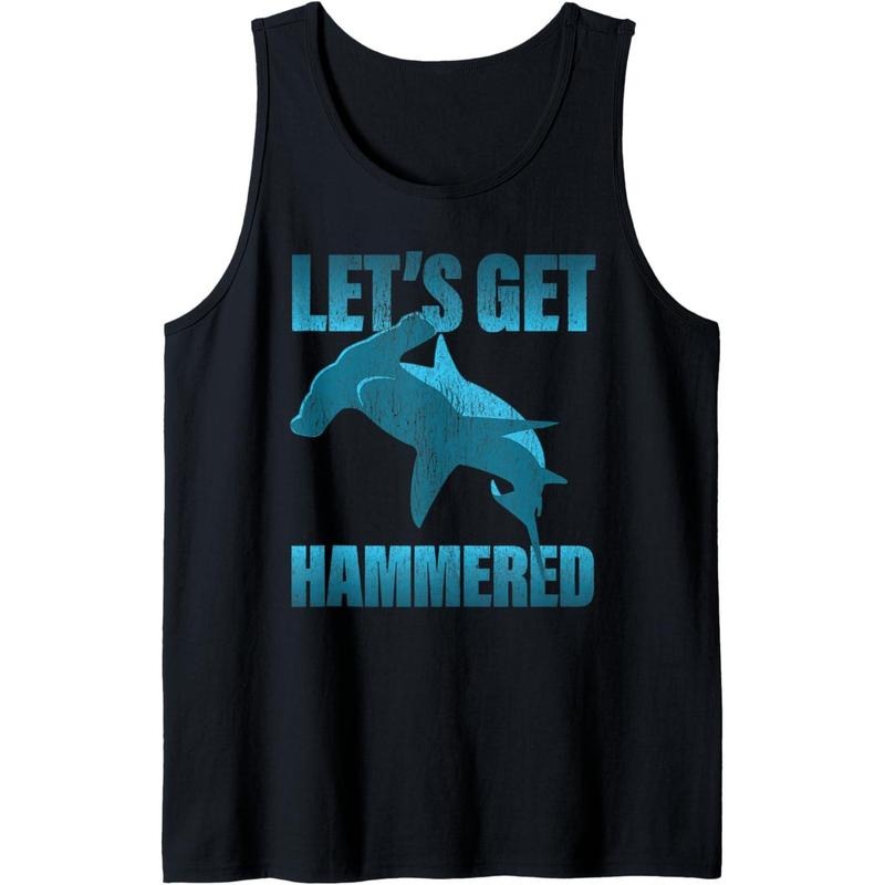 Funny Deep Sea Diving product - Faded Hammerhead Shark Tank Top MADE IN USA T-Shirts, Hoodie, Sweatshirt | GrindPrints.com