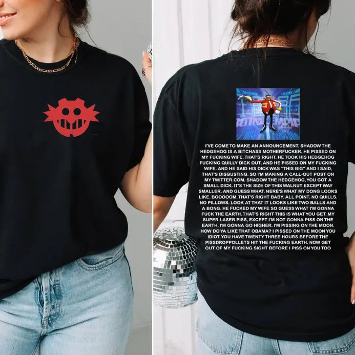 Funny Dr Eggman 2 Sides Shirt Son1c Streetwear Shirt Movie Funny Dr. Eggman Meme Funny Shadow Hedgehog Announcement Quote 2000s Videogame Shirt T-Shirts, Hoodie, Sweatshirt