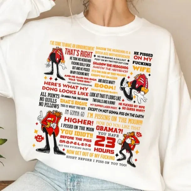 Funny Dr Eggman Shirt Son1c Streetwear Shirt Movie Funny Dr. Eggman Meme Funny Shadow H3dgehog Announcement Quote 2000s Videogame Shirt T-Shirts, Hoodie, Sweatshirt