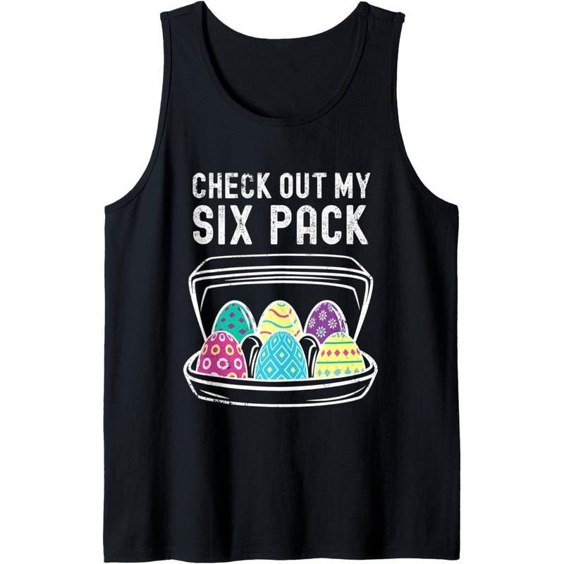 Funny Easter Egg Workout Check Out My Six Pack Abs Easter Tank Top made in usa T-Shirts, Hoodie, Sweatshirt | GrindPrints.com