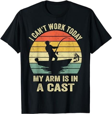 Funny Fisherman, I Can't Work Today My Arm Is in a Cast T-Shirt Menswear Casual Cotton Hoodie, Sweatshirt | GrindPrints.com