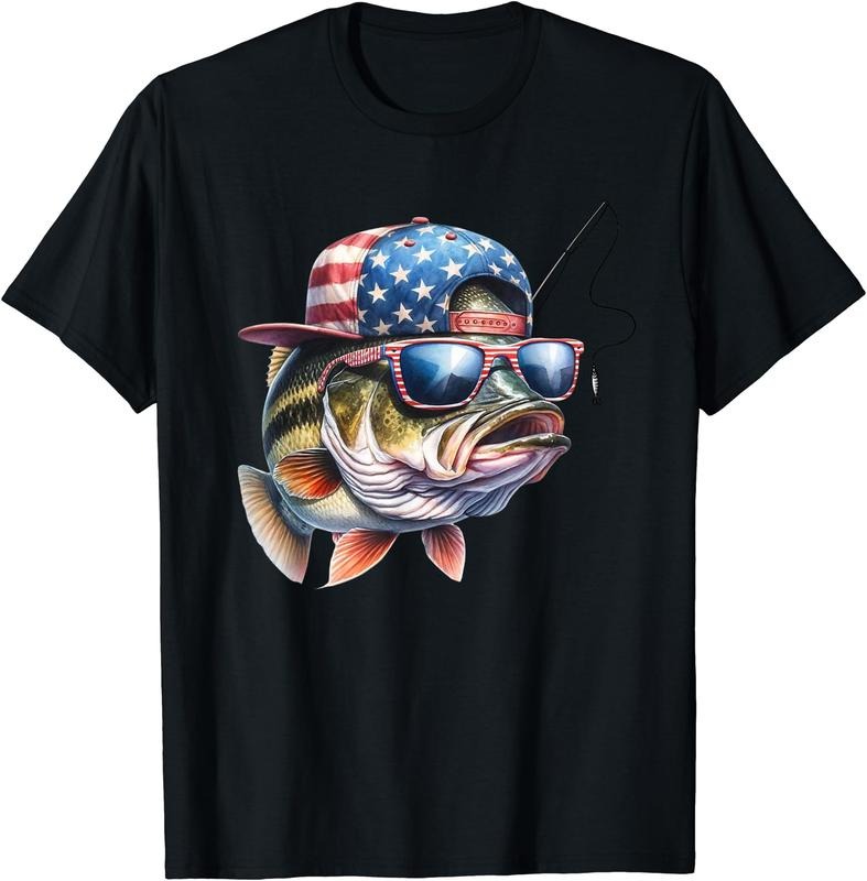 Funny Fishing & Fisherman Gift American Flag T-Shirt Hoodie, Sweatshirt | GrindPrints.com