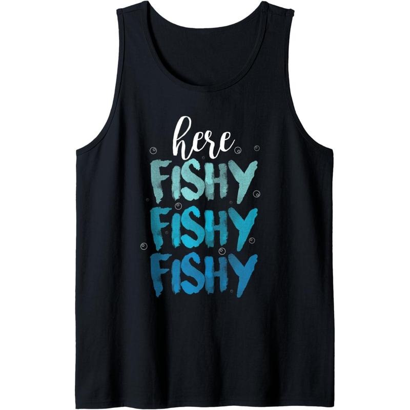 Funny Fishing Here Fishy Love Summer Lake Gift Tank Top made in usa T-Shirts, Hoodie, Sweatshirt | GrindPrints.com