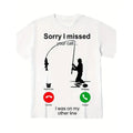 Funny Fishing Man Print Men's Casual Short Sleeve Shirt, Men's Shirt For Summer Vacation Resort, Tops For Men Made in USA...