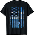 Funny Fishing Shirt, American Flag Fish Fisher Fisherman Funny Bass Fishing USA T-Shirt