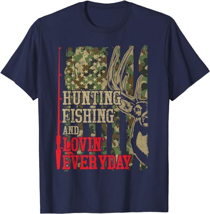 Funny Fishing Shirts, Funny Hunting Fishing Loving Every day Camo Deer Hunter Dad T-Shirt Cotton Fashion Casual Classic...
