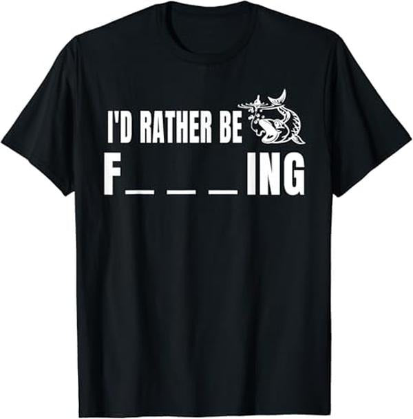 Funny Fishing Shirts, I'd Rather Be Fishing T-Shirt Cotton Fashion Casual Classic Hoodie, Sweatshirt | GrindPrints.com