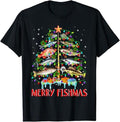Funny Fishing Shirts, Merry Fishmas Christmas Tree Lights Fish Fishing Rod T-Shirt Cotton Fashion Hoodie, Sweatshirt