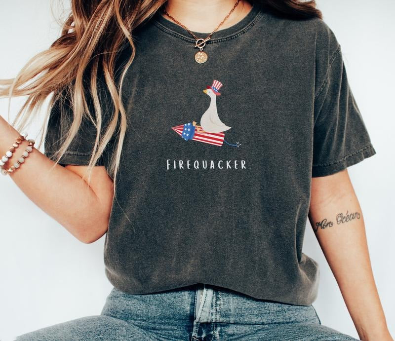 Funny Fourth Of July Tshirt, Funny Goose Shirt, Independence Day Tee, Usa Shirt, Patriotic Tshirt, Irequacker Shirt,...
