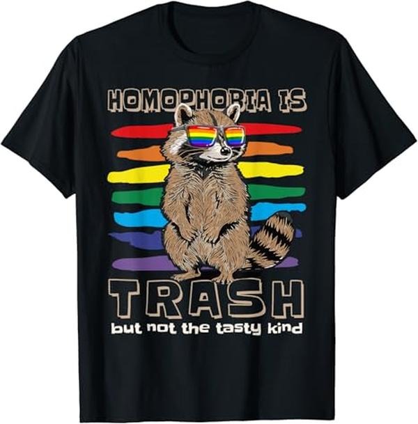 Funny Friend Shirts Gay Best Friend Homophobia Is Trash Gay Pride Raccoon LGBT Ally Rainbow Menswear Top Casual Classic Vintage Raccoon T-Shirts, Hoodie, Sweatshirt