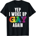 Funny Friend Shirts, Gift For Gay Best Friend, Woke Up Gay - Pride Rainbow Queer Gay CSD Party LGBTQ T-Shirt Menswear Top...
