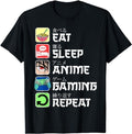 Funny Gamer Shirts, Special Gifts For Gamers, Eat Sleep Anime Gaming Repeat Japan Kawaii Manga Anime Gifts T-Shirt...
