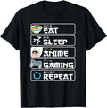 Funny Gamer Shirts, Special Gifts For Gamers, Eat Sleep Anime Gaming Repeat Otaku Anime Manga T-Shirt Menswear Top Casual...
