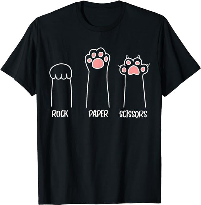 Funny Gamer Shirts Gamers Rock Paper Scissors Hand Game Cute Paw Funny Cat Menswear Casual Classic T-Shirts, Hoodie, Sweatshirt