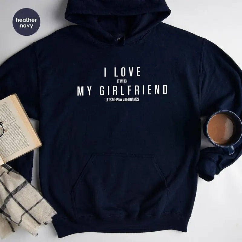 Funny Girlfriend Boyfriend I Love My Girlfriend Long Sleeve When Lets Me Play Video Games T-Shirts, Hoodie, Sweatshirt