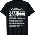 Funny Grandma Shirt, Gift For Grandmother, 5 Things You Should Know About My Grandma T-Shirt Casual Cotton Top Hoodie,...