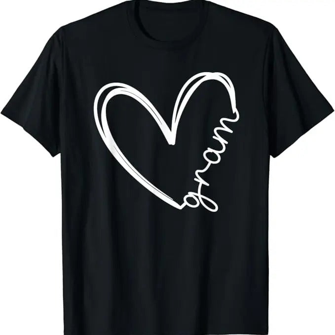 Funny Grandma Shirt Grandmother Funny Gram Heart Grandma Casual Cotton Top T-Shirts, Hoodie, Sweatshirt